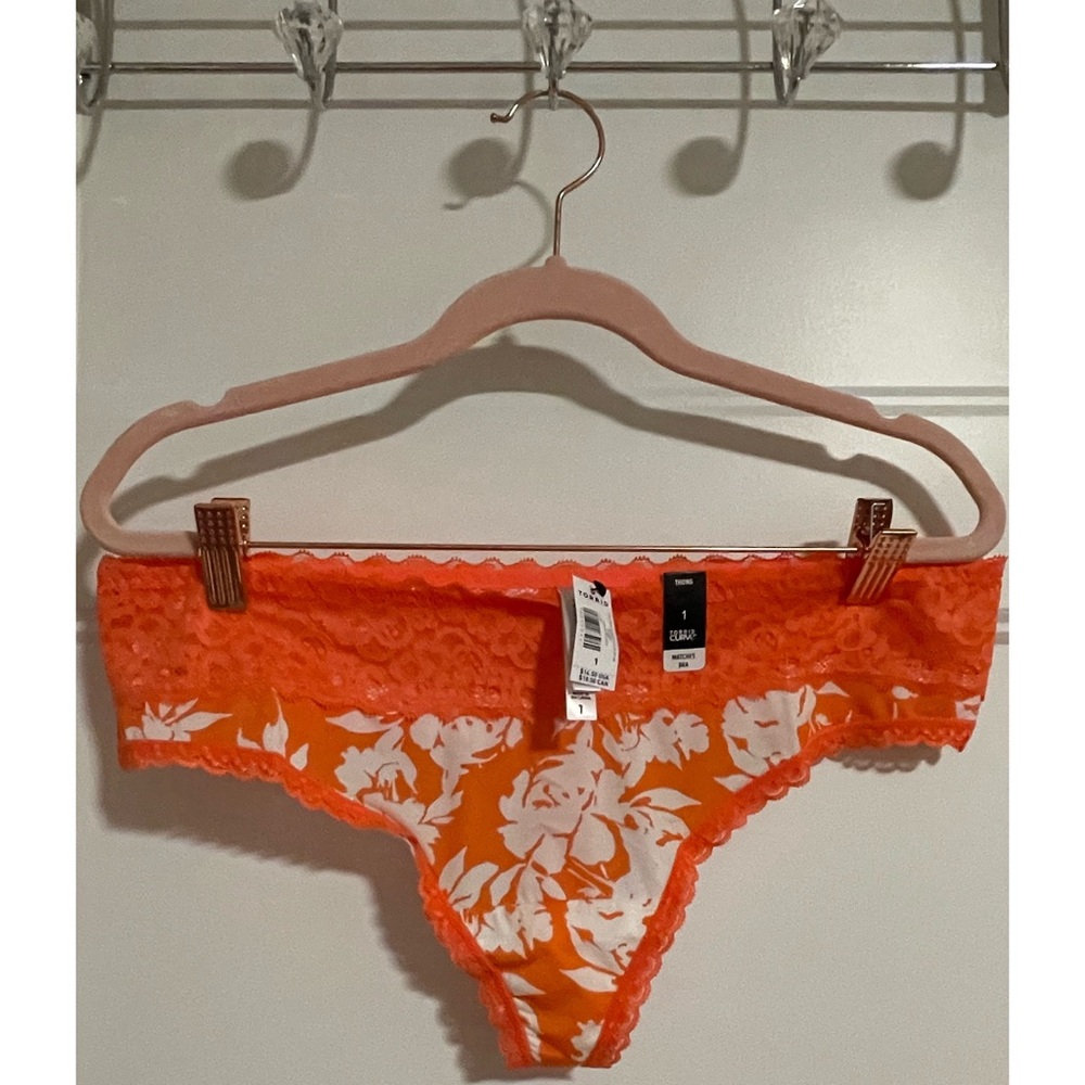 Torrid Coral Floral Bra (40DDD) and Thong (1X) Set NWT - Picture 5 of 12